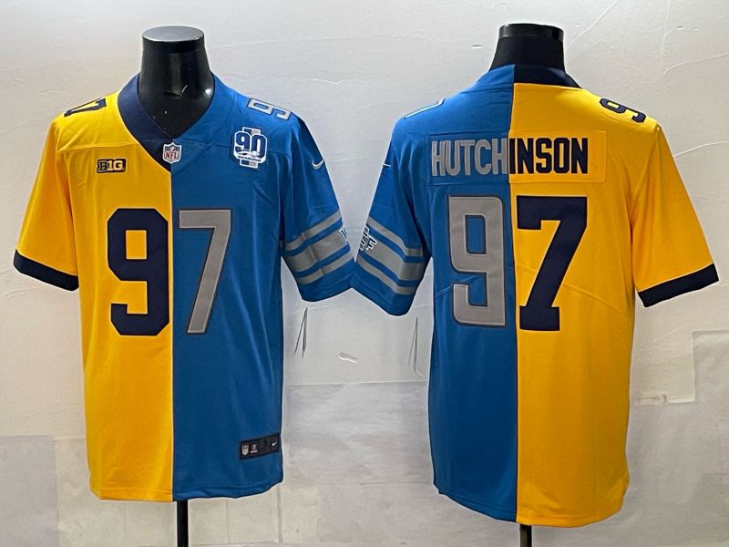 Men 2025 Detroit Lions #97 Hutchinson Blue yellow Nike Limited NFL Jersey 02->youth mlb jersey->Youth Jersey